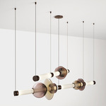 Luna Tiered Chandelier - Satin Bronze / White Glass