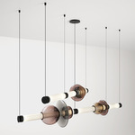 Luna Tiered Chandelier - Blackened Steel / White Glass