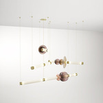 Luna Tiered Chandelier - Satin Brass / White Glass