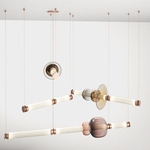 Luna Tiered Chandelier - Satin Copper / White Glass