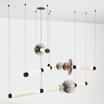 Luna Tiered Chandelier - Blackened Steel / White Glass