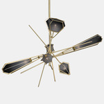 Harlow Large Chandelier - Satin Brass / Smoked Gray Glass