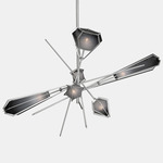 Harlow Large Chandelier - Satin Nickel / Smoked Gray Glass