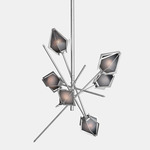 Harlow Small Chandelier - Satin Nickel / Smoked Gray Glass