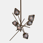 Harlow Small Chandelier - Satin Bronze / Smoked Gray Glass