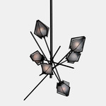 Harlow Small Chandelier - Blackened Steel / Smoked Gray Glass