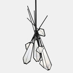 Harlow Dried Flowers Chandelier - Blackened Steel / Alabaster White Glass
