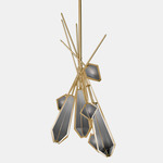 Harlow Dried Flowers Chandelier - Satin Brass / Smoked Gray Glass