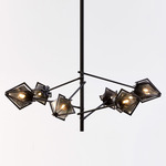 Harlow Spoke Chandelier - Blackened Steel / Smoked Gray Glass