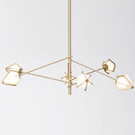 Harlow Spoke Chandelier - Satin Brass / Alabaster White Glass