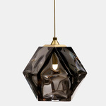 Welles Pendant - Satin Brass / Smoked Gray Glass