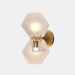 Welles Glass Double Wall Sconce - Satin Brass / Alabaster White Glass