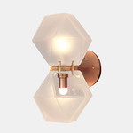 Welles Glass Double Wall Sconce - Satin Copper / Alabaster White Glass