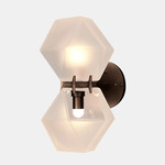 Welles Glass Double Wall Sconce - Satin Bronze / Alabaster White Glass