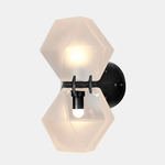 Welles Glass Double Wall Sconce - Blackened Steel / Alabaster White Glass
