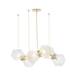 Welles Linear Chandelier - Satin Brass / Alabaster White Glass