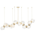 Welles Linear Chandelier - Satin Brass / Alabaster White Glass