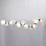 Welles Linear Chandelier - Blackened Steel / Alabaster White Glass