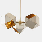 Welles Spoke 3 Light Pendant - White Steel & Satin Brass