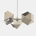 Welles Spoke 3 Light Pendant - White Steel & Satin Nickel