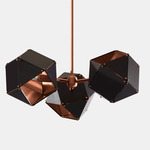 Welles Spoke 3 Light Pendant - Blackened Steel & Satin Copper