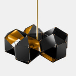 Welles Spoke 5 Light Pendant - Blackened Steel & Satin Brass