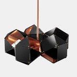 Welles Spoke 5 Light Pendant - Blackened Steel & Satin Copper