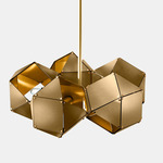 Welles Spoke 5 Light Pendant - Satin Brass