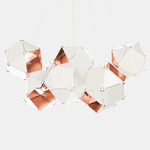 Welles Central Chandelier - White Steel & Satin Copper