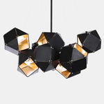 Welles Central Chandelier - Blackened Steel & Satin Brass