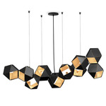 Welles Steel Linear Chandelier - Blackened Steel & Satin Brass