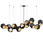 Welles Steel Linear Chandelier - Blackened Steel & Satin Brass