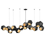 Welles Steel Linear Chandelier - Blackened Steel & Satin Brass