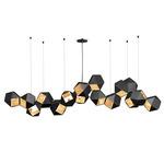 Welles Steel Linear Chandelier - Blackened Steel & Satin Brass