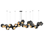 Welles Steel Linear Chandelier - Blackened Steel & Satin Brass