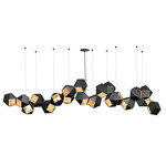 Welles Steel Linear Chandelier - Blackened Steel & Satin Brass