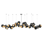 Welles Steel Linear Chandelier - Blackened Steel & Satin Brass