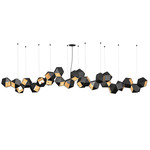 Welles Steel Linear Chandelier - Blackened Steel & Satin Brass