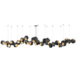 Welles Steel Linear Chandelier - Blackened Steel & Satin Brass