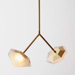 Myriad Wishbone Pendant - Satin Brass / Alabaster White Glass
