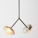 Myriad Wishbone Pendant - Satin Nickel / Alabaster White Glass