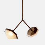 Myriad Wishbone Pendant - Satin Bronze / Alabaster White Glass