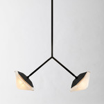 Myriad Wishbone Pendant - Blackened Steel / Alabaster White Glass