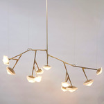 Myriad Linear Chandelier - Satin Brass / Alabaster White Glass