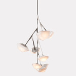 Myriad Vertical Chandelier - Satin Nickel / Alabaster White Glass