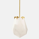 Briolette Pendant - Satin Brass / Alabaster White Glass