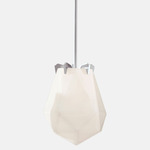 Briolette Pendant - Satin Nickel / Alabaster White Glass