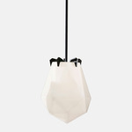 Briolette Pendant - Blackened Steel / Alabaster White Glass