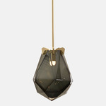 Briolette Pendant - Satin Brass / Smoked Gray Glass