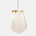 Briolette Pendant - Satin Brass / Alabaster White Glass